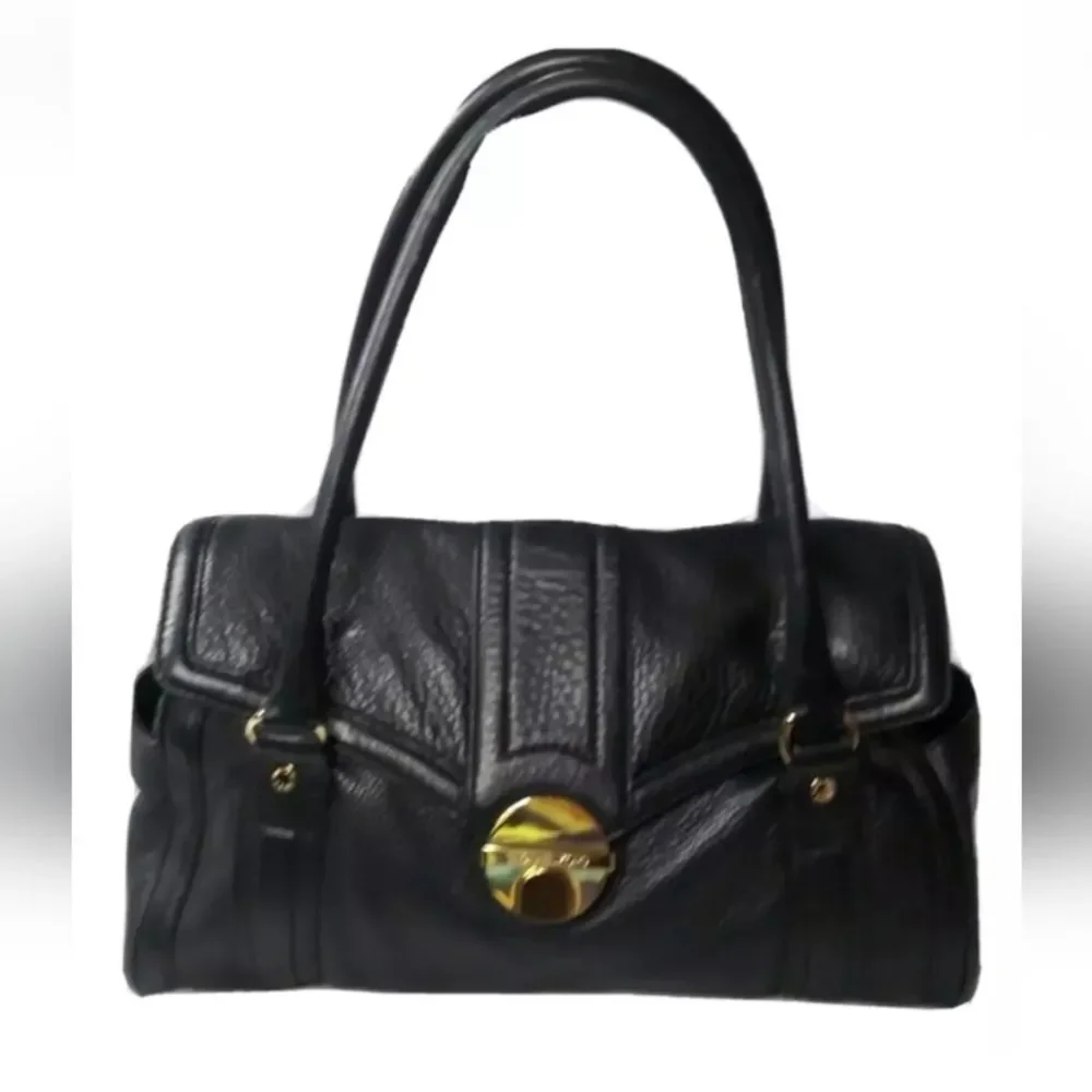 Michael Kors Handbag Black Pebbled Leather Satchel Large Purse - Picture 2 of 9